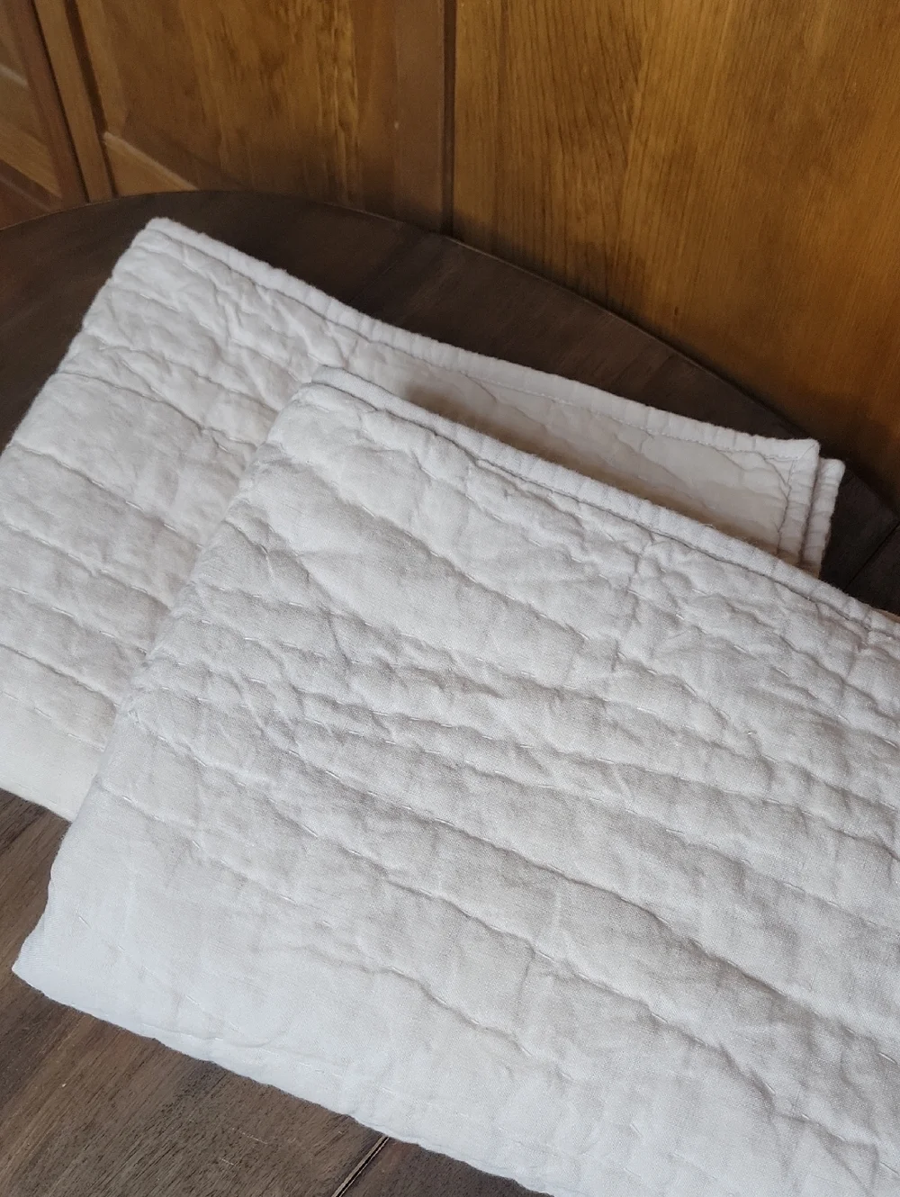 Pottery Barn NWOT 100% Belgian Flax Linen Quilted Standard Pillow Shams Set Of 2